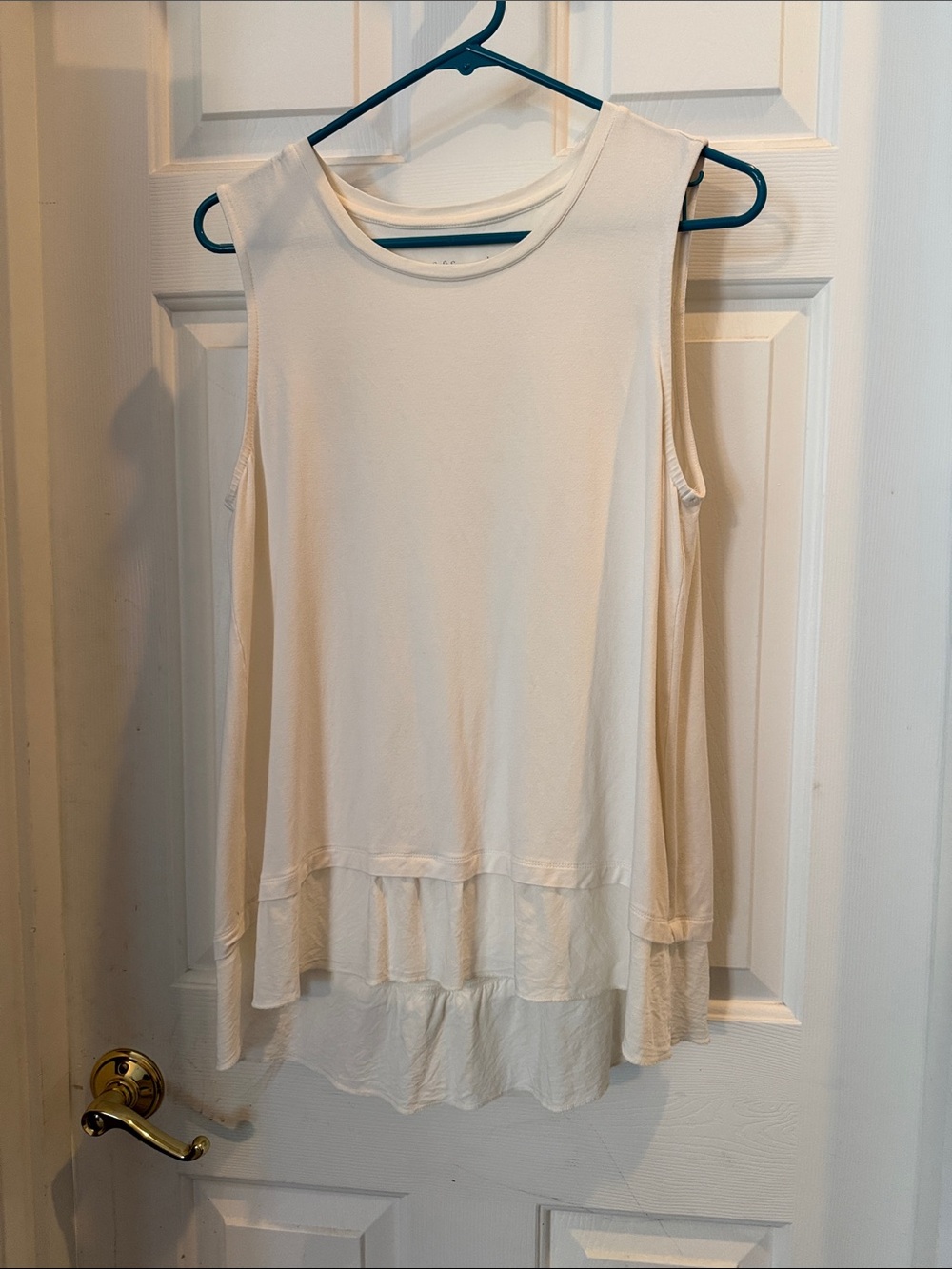 Soft Surroundings Sleeveless Ruffle-Hem Tank - Cream
